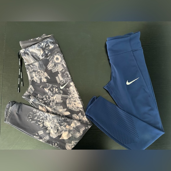 Nike Pants - Nike Grey Floral and Blue Leggings